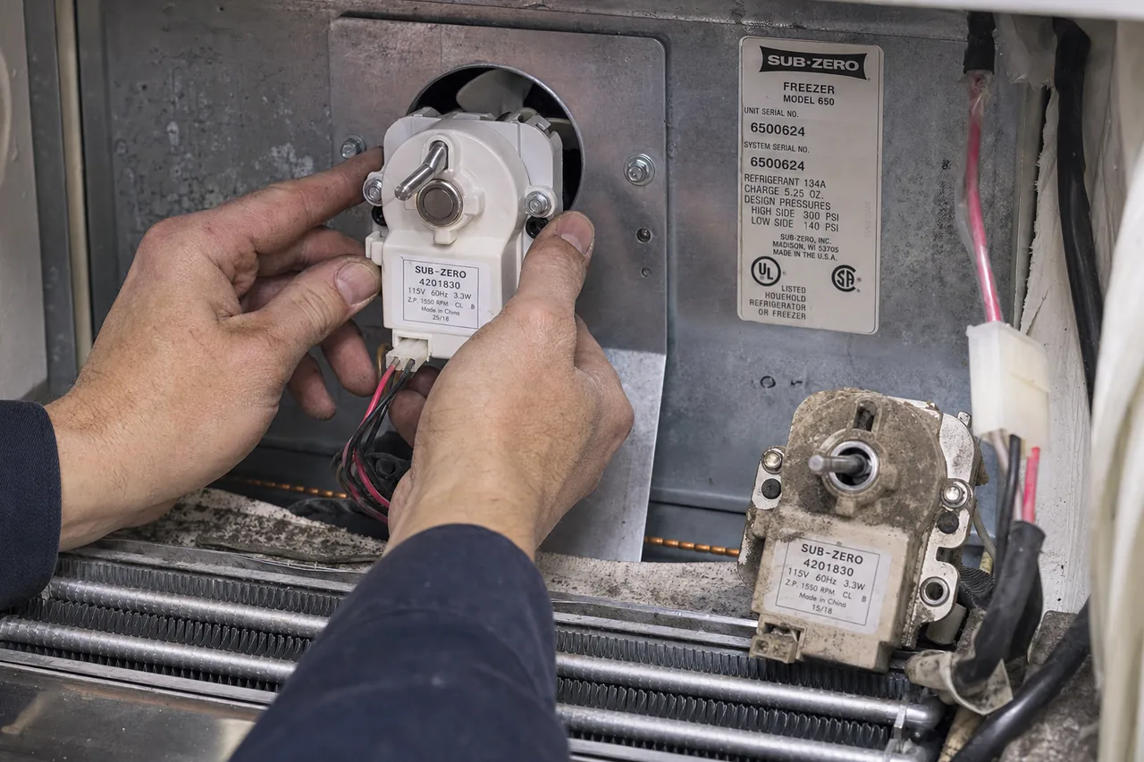Close-up of an OEM appliance part replacement
